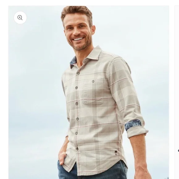 Tommy Bahama Canyon Beach Pebble Clay Plaid Flannel Shirt - Picture 2 of 11